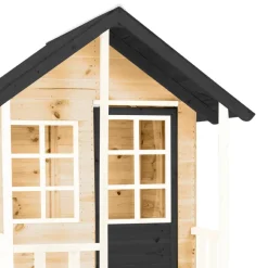 Spielhaus 'Holli 2' naturfarben/schwarz mit Rutsche und Schaukel 352 x 280 x 224 cm