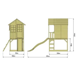 Spielhaus 'Lolla 1' naturfarben/rot mit Rutsche 270 x 148 x 224 cm