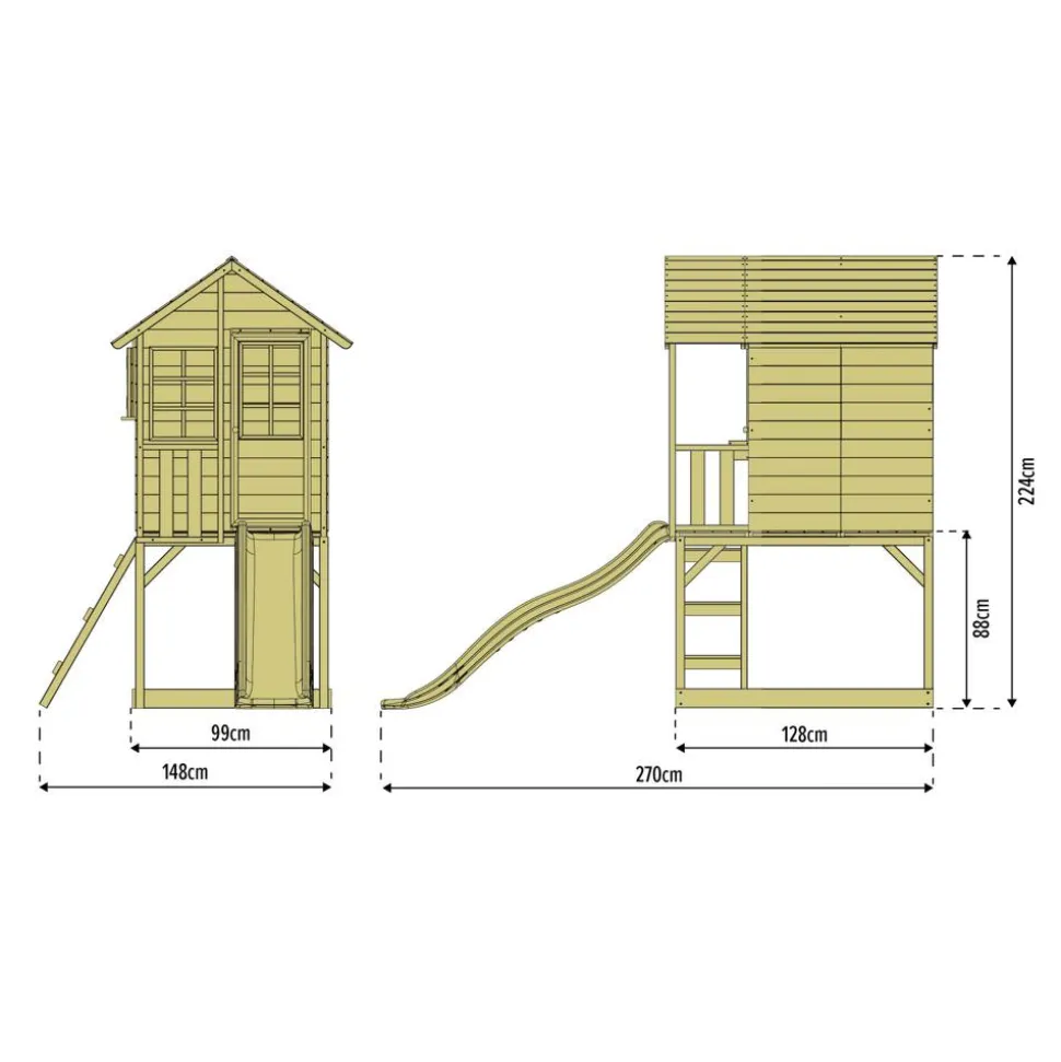 Spielhaus 'Lolla 1' naturfarben/rot mit Rutsche 270 x 148 x 224 cm