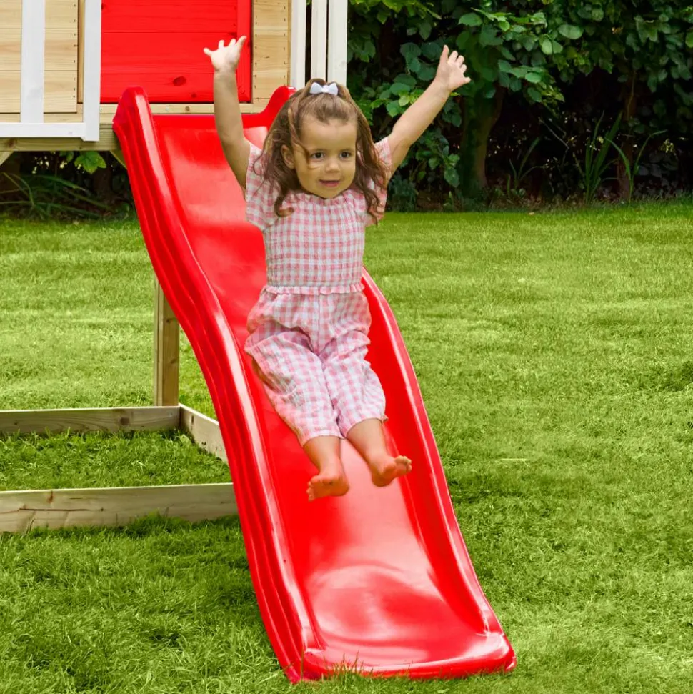 Spielhaus 'Lolla 1' naturfarben/rot mit Rutsche 270 x 148 x 224 cm