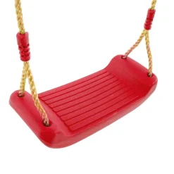 Spielhaus 'Lolla 3' naturfarben/rot mit Rutsche und Doppelschaukel 352 x 370 x 224 cm