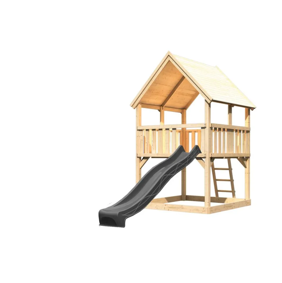 Spielturm 'Ida' naturbelassen mit Rutsche anthrazit 200 x 394 x 345 cm