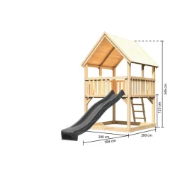 Spielturm 'Ida' naturbelassen mit Rutsche anthrazit 200 x 394 x 345 cm