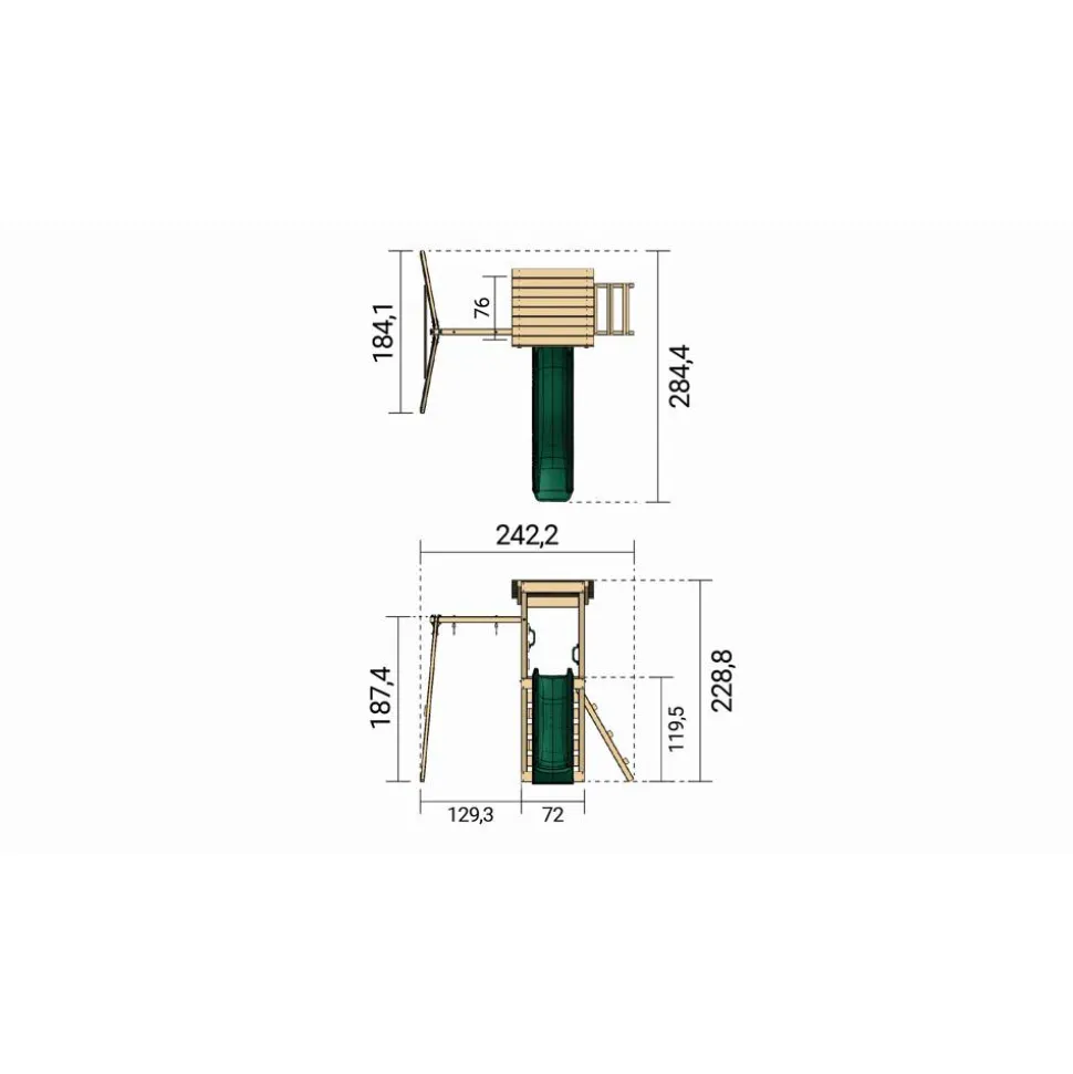 Spielturm 'Lyon' Sockelmaße 242,2 x 119,5 x 242,2 cm
