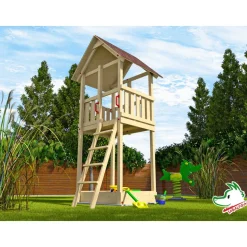 Spielturm mit Sandkasten, naturfarben, 150 x 331 x 165 cm