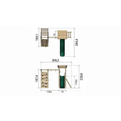 Spielturm 'Sevilla' Sockelmaße 306,2 x 119,5 x 228,8 cm