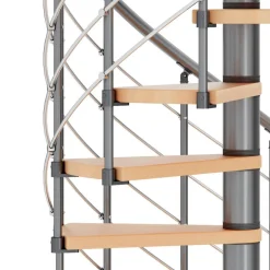 Spindeltreppe 'Oslo' grau/buche Ø 140 cm