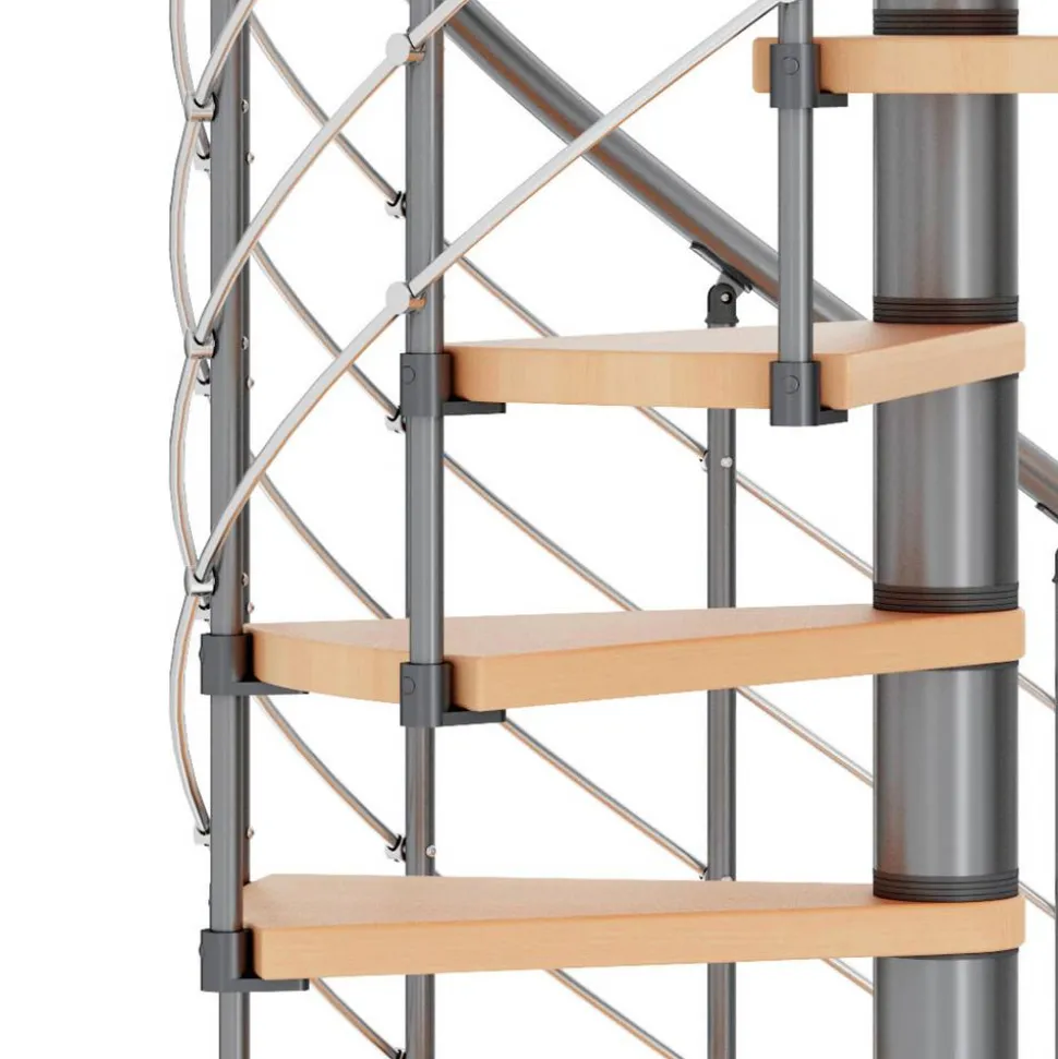Spindeltreppe 'Oslo' grau/buche Ø 140 cm