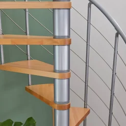 Spindeltreppe 'Oslo' grau/buche Ø 140 cm