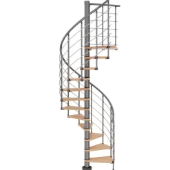 Spindeltreppe 'Oslo' grau/buche Ø 140 cm