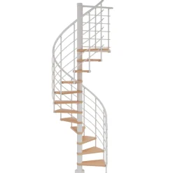 Spindeltreppe 'Oslo' weiß/buche Ø 120 cm