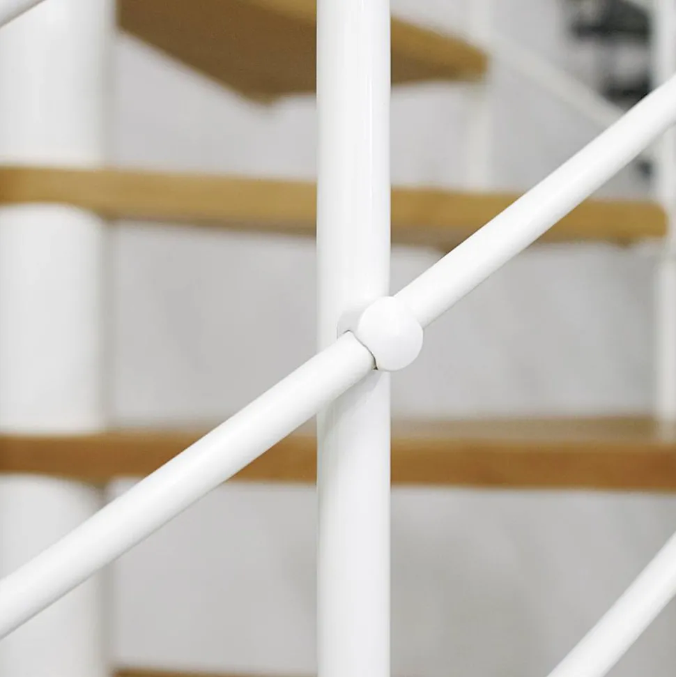 Spindeltreppe 'Oslo' weiß/buche Ø 120 cm