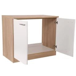 Spülenunterschrank 'Merle' weiß/eichefarben 100 x 84,8 x 60 cm