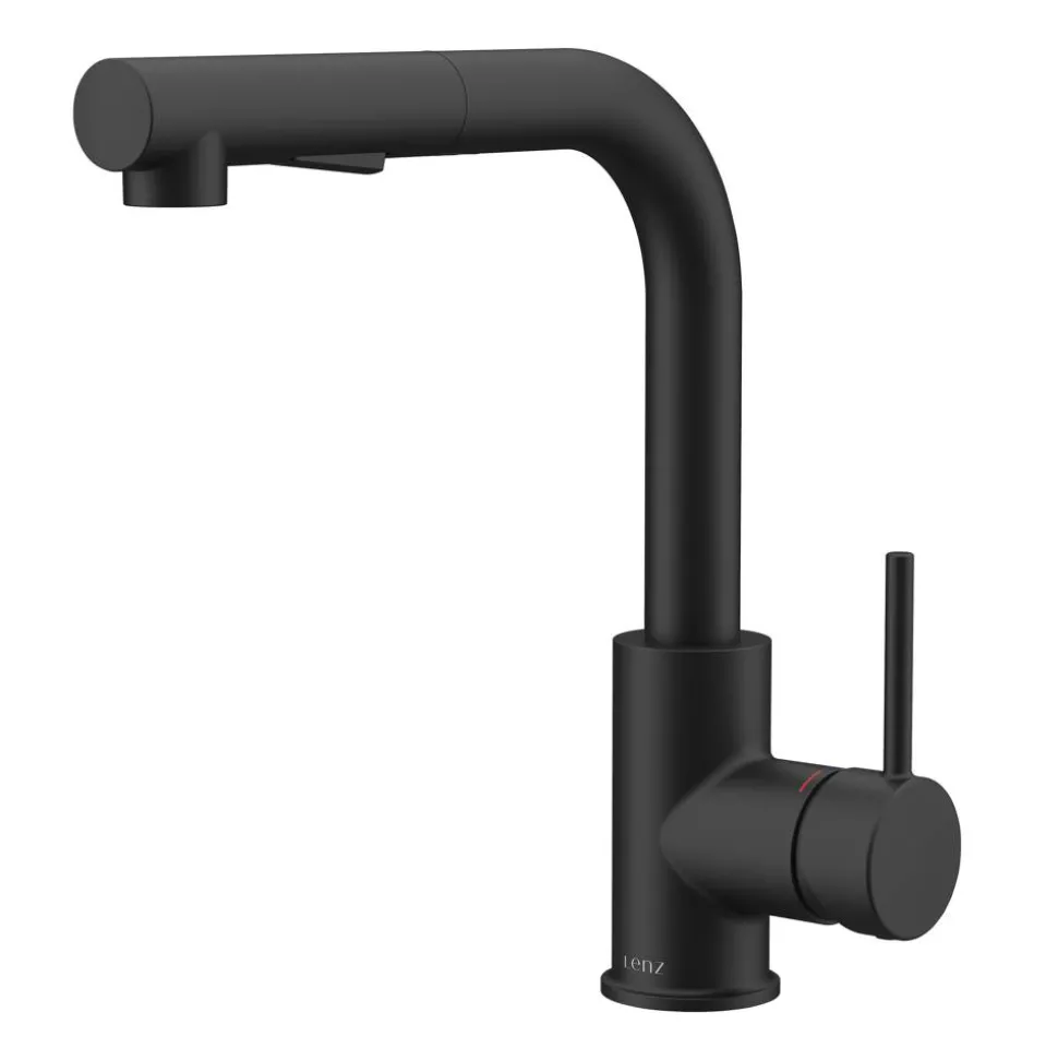 Spültischarmatur 'Olina Flex' schwarz 27,7 cm mit Geschirrbrause