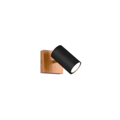 Spotleuchte 'Marley' holzfarben/schwarz1-flammig Ø 6 x 9 x 16 cm