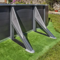 Stahlwandpool-Set 'Anthracite' oval 610 × 375 × 132 cm, mit Seitenstützen
