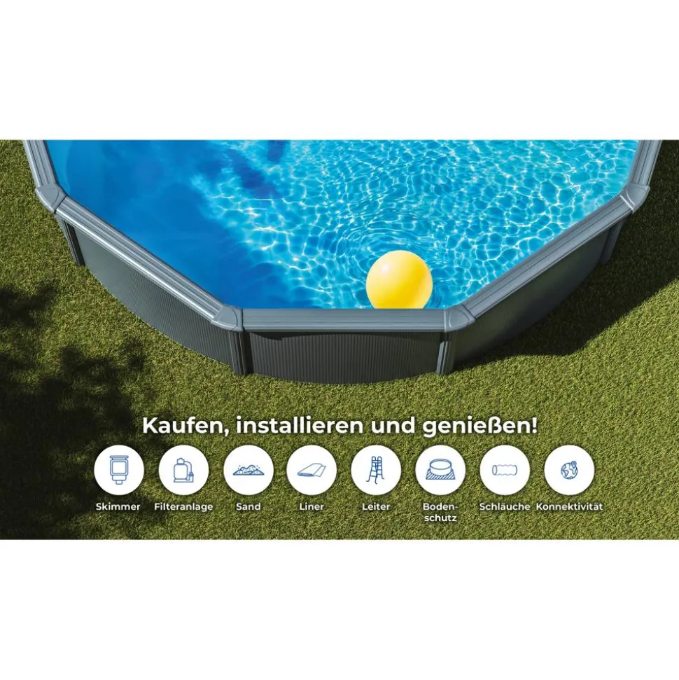 Stahlwandpool-Set 'Anthracite' Ø 350 × 132 cm