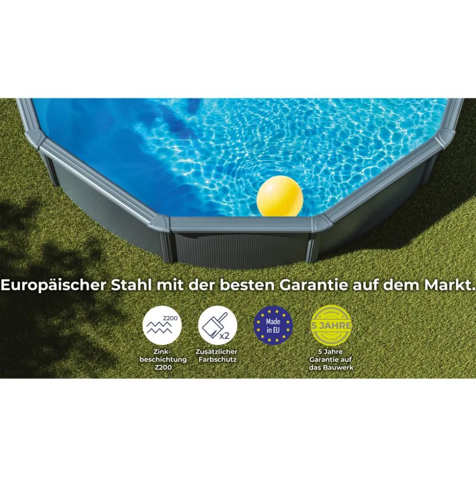 Stahlwandpool-Set 'Anthracite' Ø 350 × 132 cm
