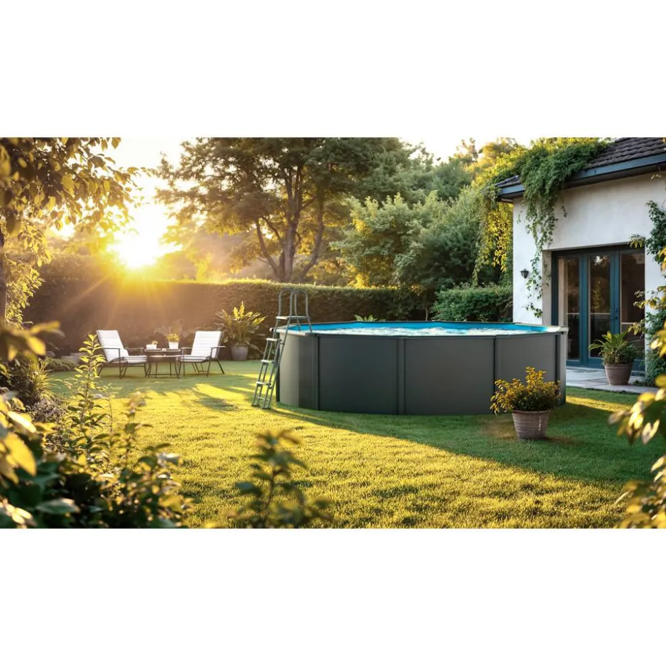 Stahlwandpool-Set 'Anthracite' Ø 350 × 132 cm