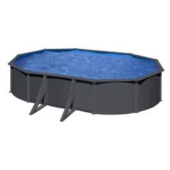 Stahlwandpool-Set 'Anthracite' oval 500 × 375 × 120 cm, mit Seitenstützen