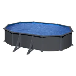 Stahlwandpool-Set 'Anthracite' oval 500 × 375 × 132 cm, mit Seitenstützen