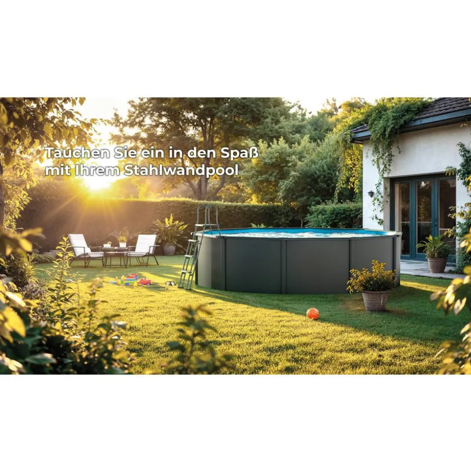 Stahlwandpool-Set 'Anthracite' Ø 300 × 120 cm