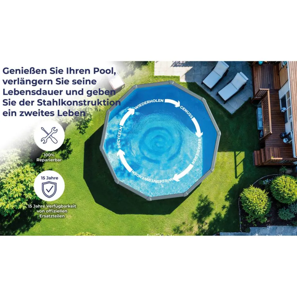 Stahlwandpool-Set 'Anthracite' Ø 300 × 120 cm
