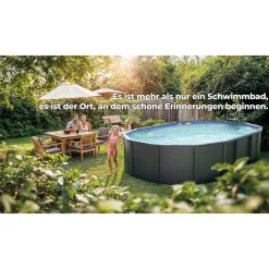 Stahlwandpool-Set 'Anthracite' oval 610 × 375 × 132 cm