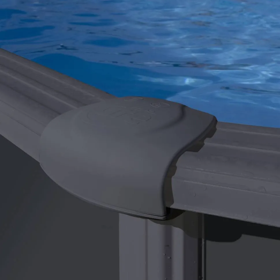 Stahlwandpool-Set 'Anthracite' oval 610 × 375 × 132 cm