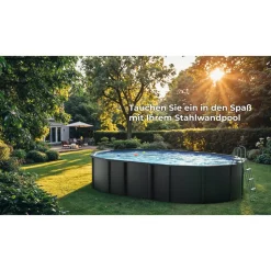 Stahlwandpool-Set 'Anthracite' oval 610 × 375 × 132 cm