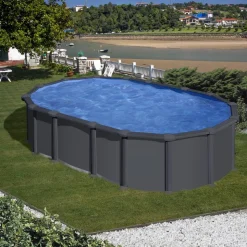 Stahlwandpool-Set 'Anthracite' oval 610 × 375 × 132 cm