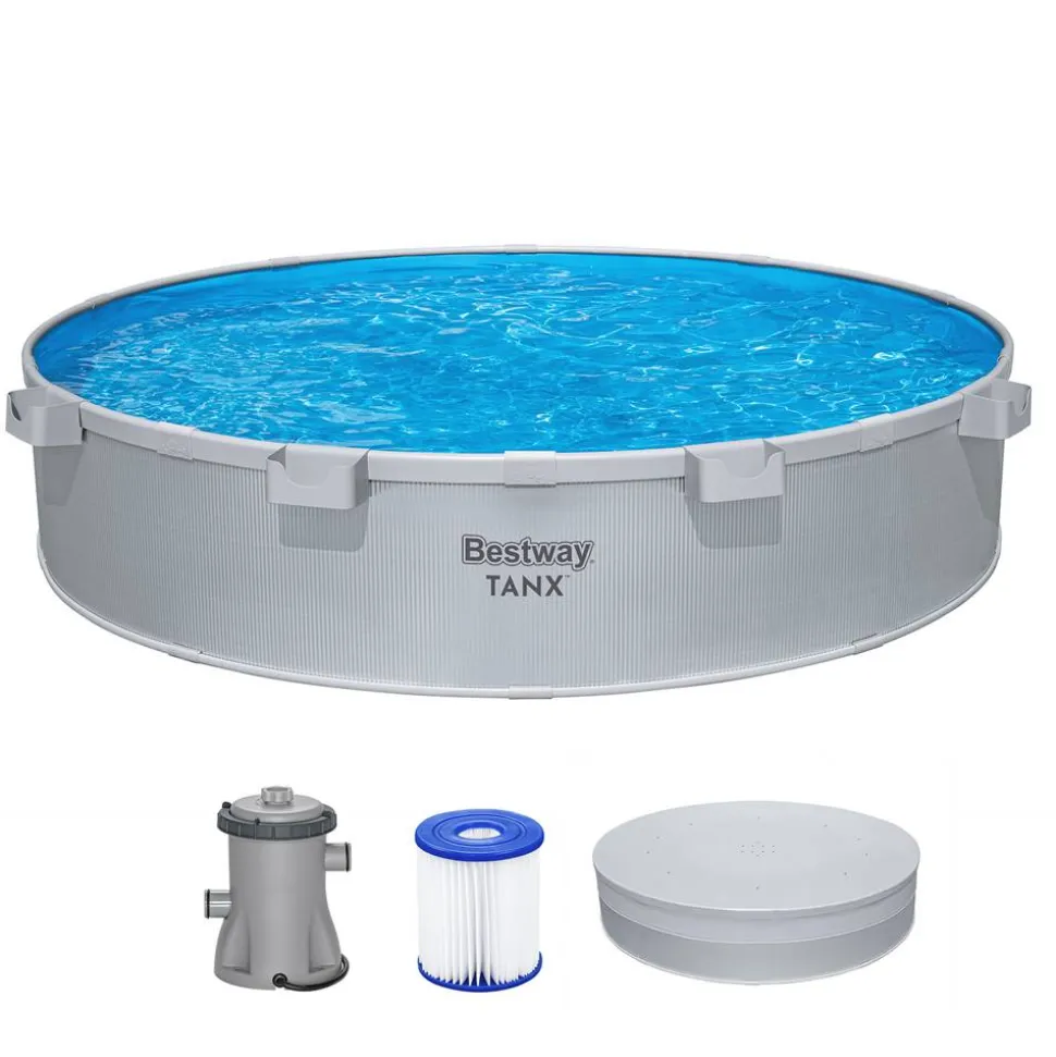 Stahlwandpool-Set 'Tanx™' grau mit Filterpumpe Ø 305 x 61 cm