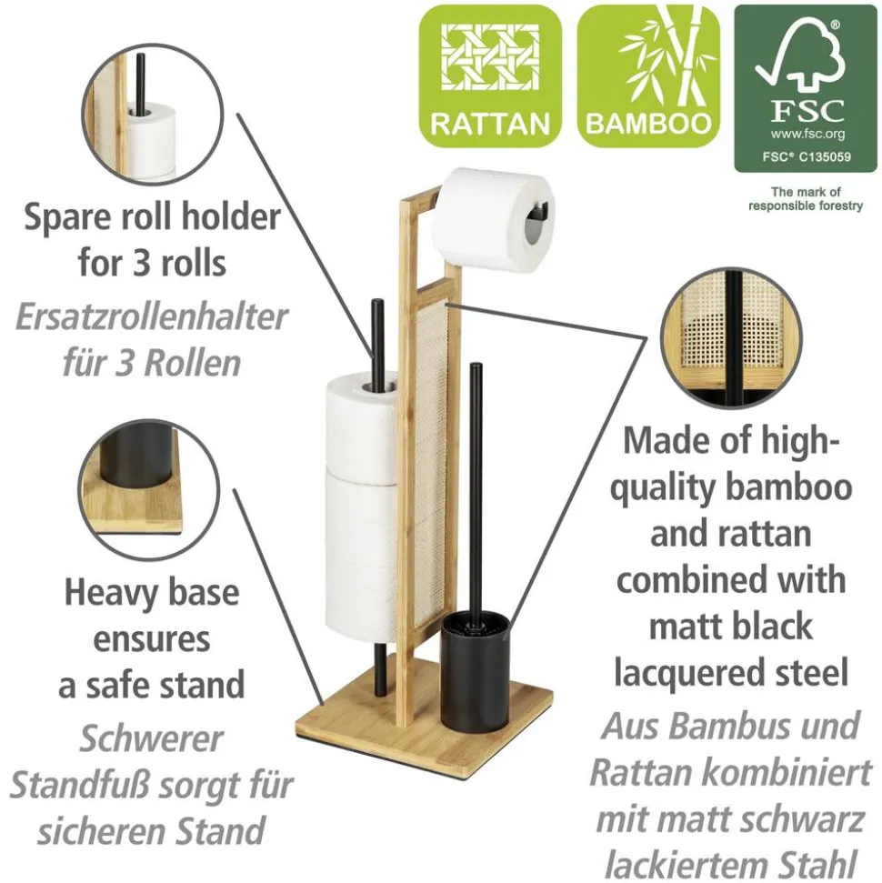 Stand WC-Garnitur 'Allegre' 3-in-1 Bambus/Rattan