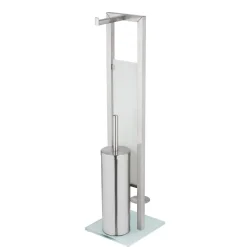 Stand WC-Garnitur 'Rivalta' 3-in-1 edelstahlfarben Standfuß aus Glas