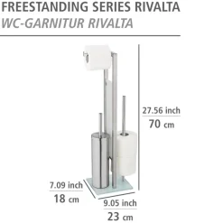 Stand WC-Garnitur 'Rivalta' 3-in-1 edelstahlfarben Standfuß aus Glas