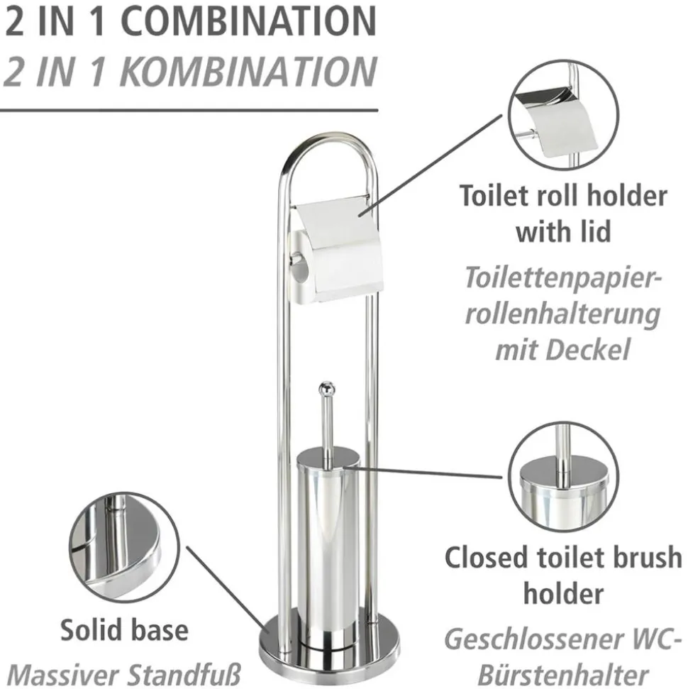 Stand WC-Garnitur 'Vasto' 2-in-1 chromfarben