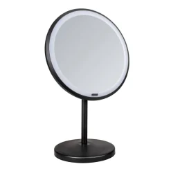 Standspiegel 'Onno' mit LED, schwarz matt Ø 20 cm, mit 5-fach Vergrößerung