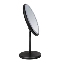 Standspiegel 'Onno' mit LED, schwarz matt Ø 20 cm, mit 5-fach Vergrößerung