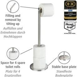 Stand Toilettenpapierhalter edelstahlfarben matt für 5 Rollen