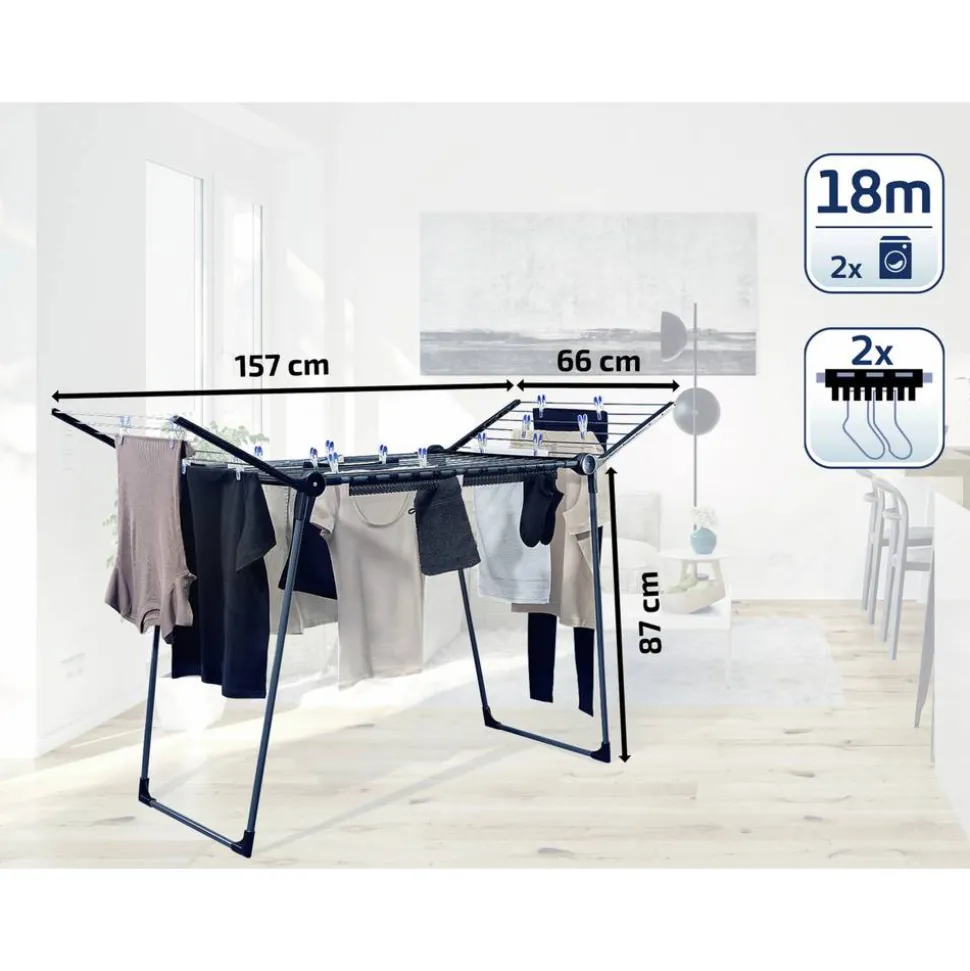 Standtrockner 'Pegasus 180 Solid Black' 66 x 157 cm schwarz