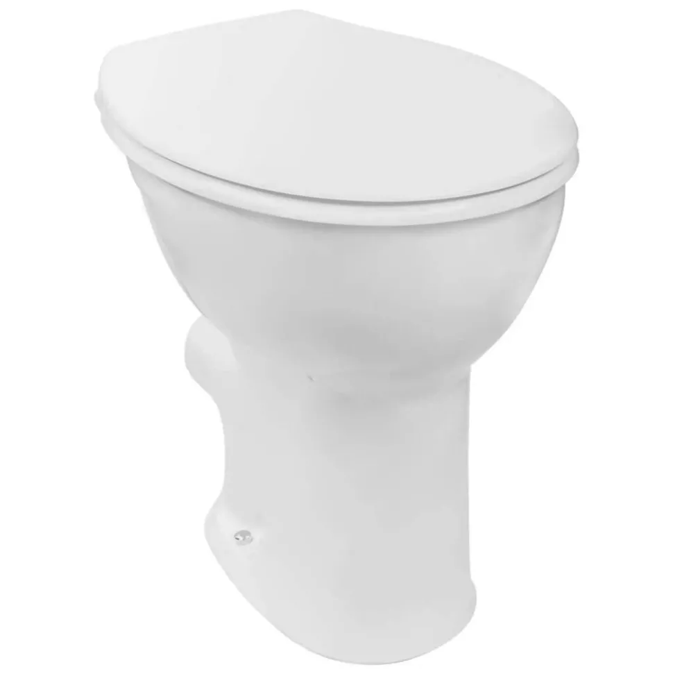 Stand-WC mit Spülrand 'CORNAT' inklusive WC-Sitz weiß erhöht, kurz