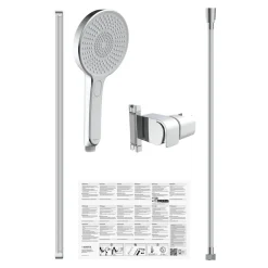 Stangenbrause-Set 'Karibik' chromfarben/hellgrau 78 cm, 3 Strahlarten