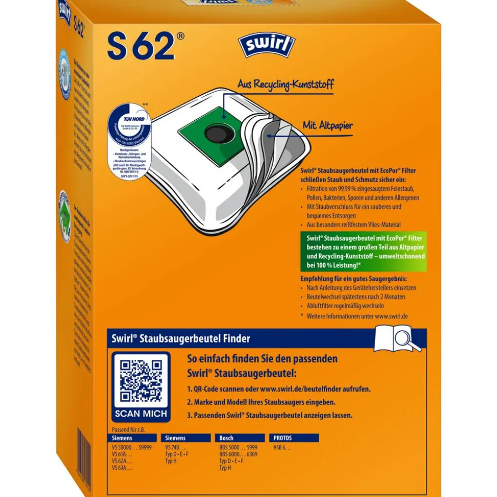 Staubsaugerbeutel S62 4 Stück