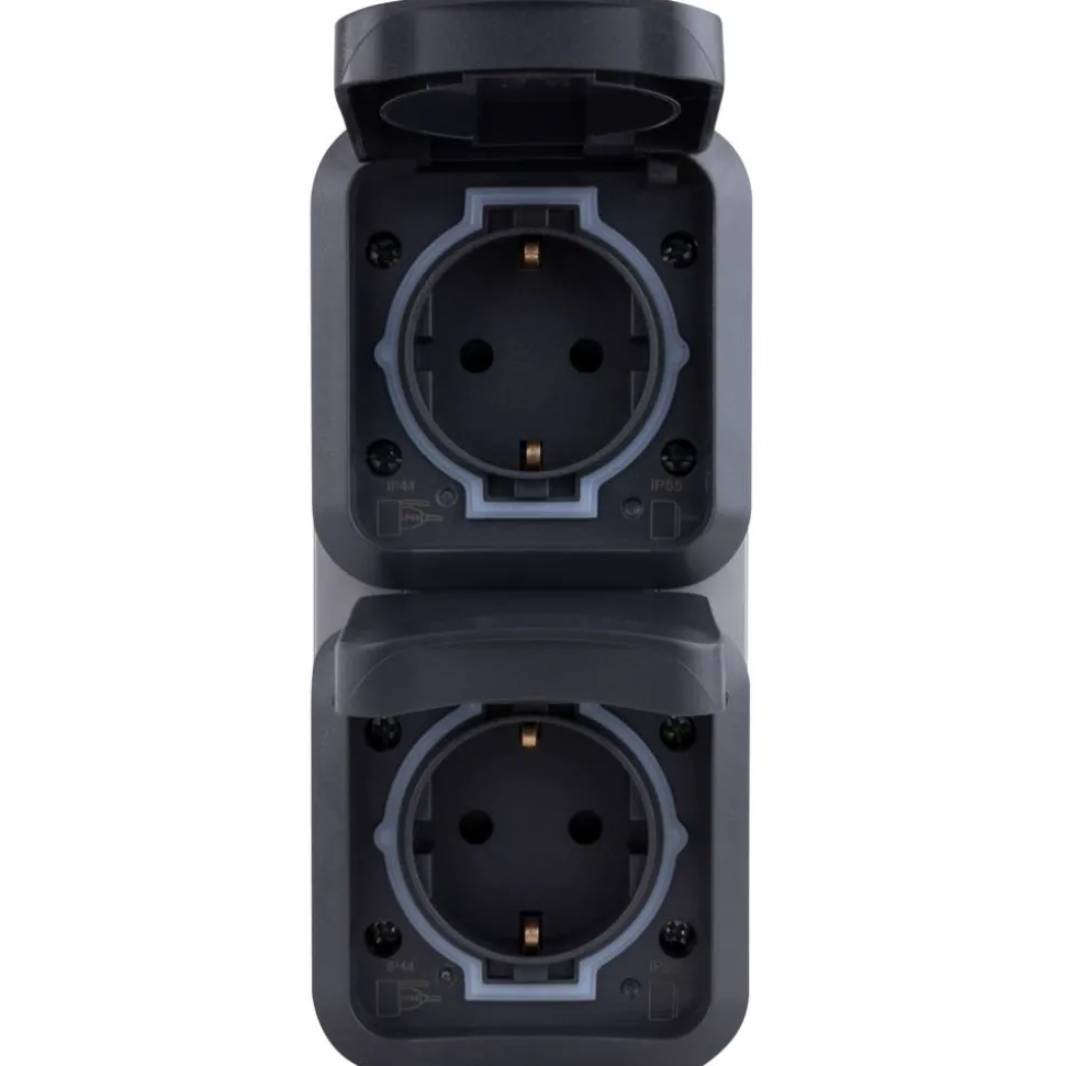 Steckdose 'Aquastorm' grau 2-Fach