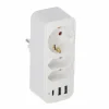Steckdosenadapter weiß mit 3 USB-Ports 3-fach
