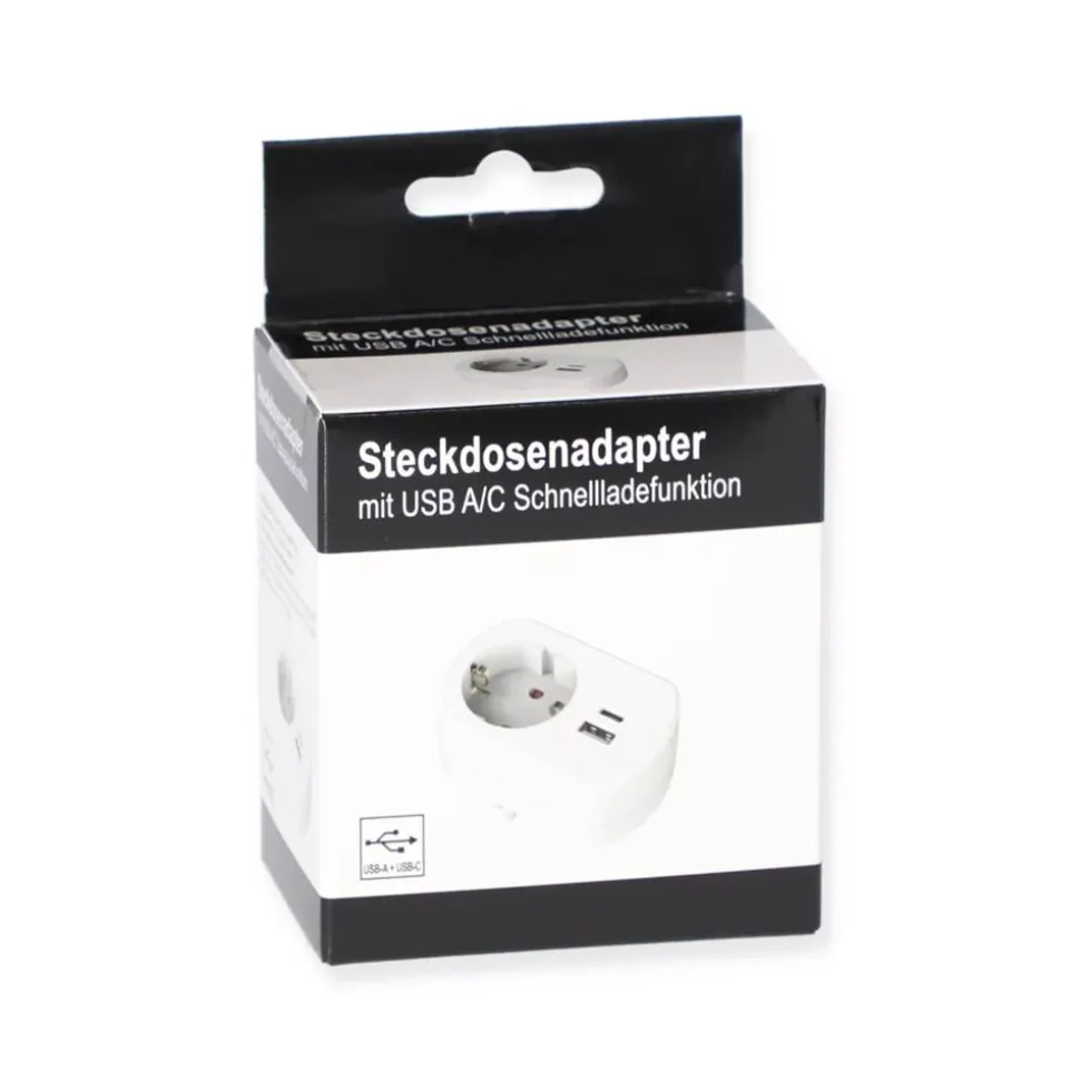 Steckdosenadapter weiß mit 2 USB-Ports