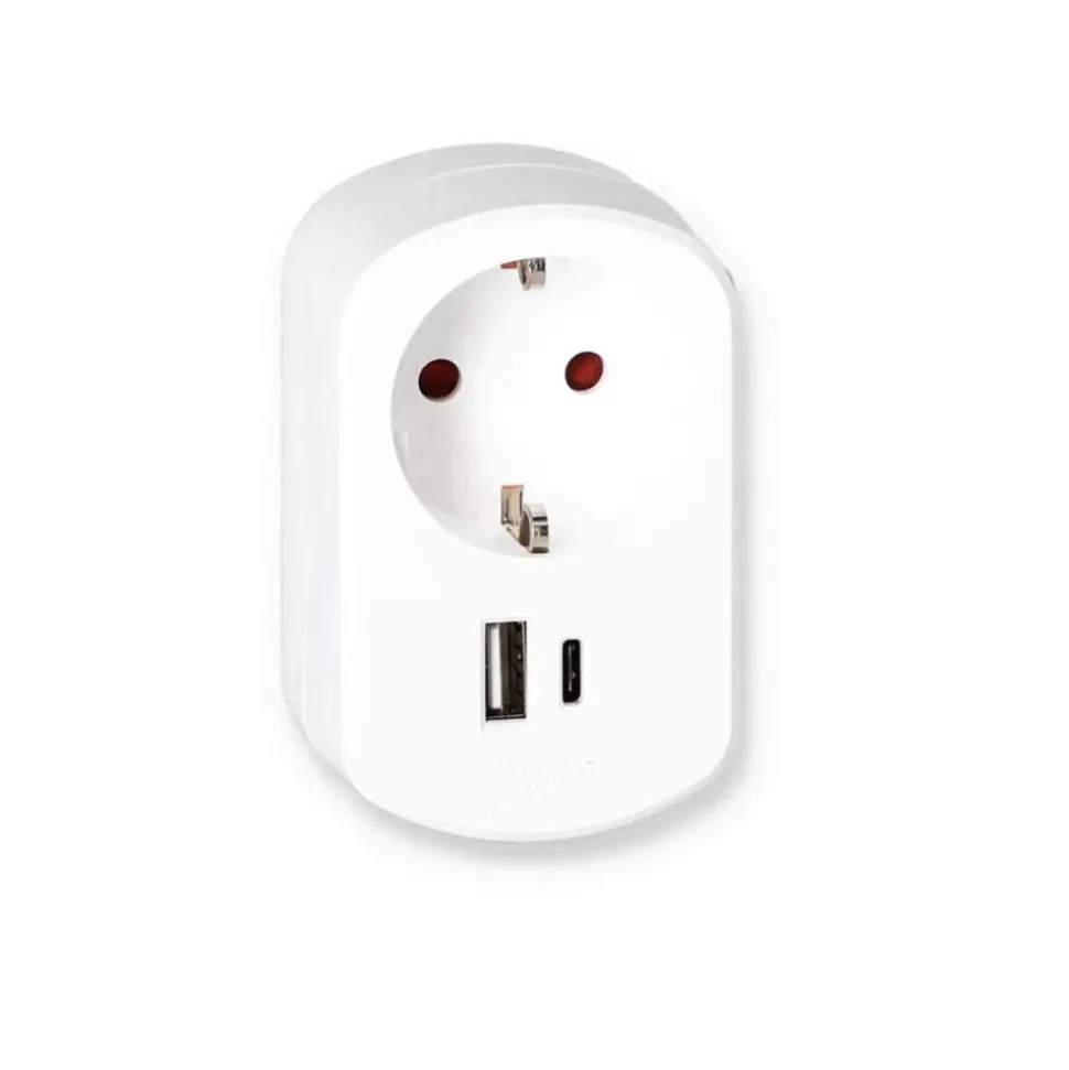 Steckdosenadapter weiß mit 2 USB-Ports