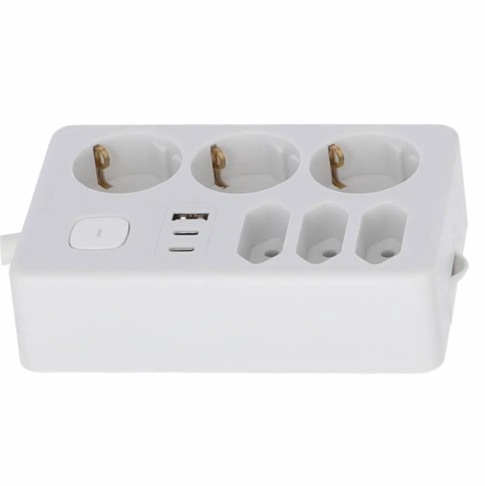 Steckdosenleiste mit Schalter 3-fach weiß/grau USB-A+C 1,4 m