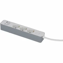Steckdosenleiste mit Schalter 3-fach weiß/grau USB-A+C 1,4 m
