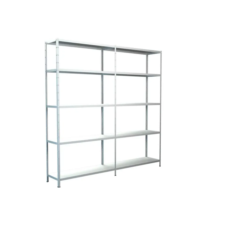 Steck-Grundregal und Anbauregal 200 x 200 x 35 cm, 10 Böden, weiß, Tragkraft 425 kg